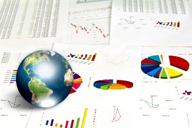 Business graph with earth (Elements of this image furnished by N clipart