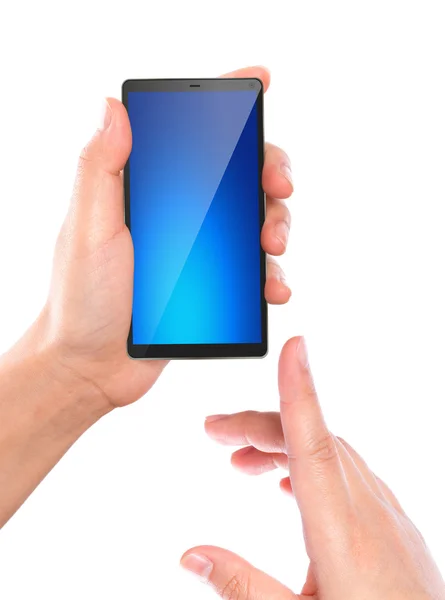 Деловая рука с мобильного телефона — стоковое фото