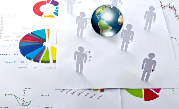 Paper cut of and business graph with earth (Elements of t — Stock Photo, Image