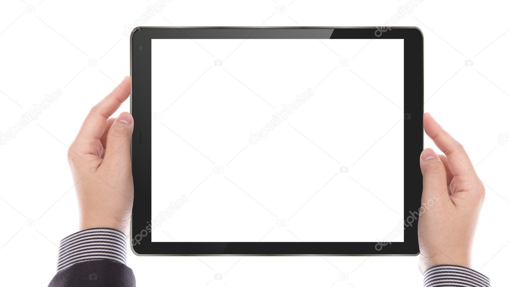 Business man with touch screen device