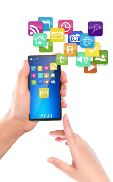다채로운 응용 프로그램 아이콘으로 휴대 전화 — 스톡 사진