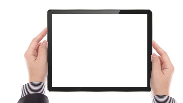 Uomo d'affari con dispositivo touch screen — Foto Stock