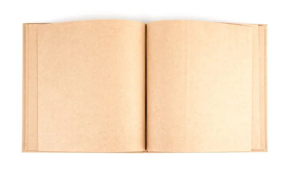 Aufgeschlagenes Buch mit leeren Seiten isoliert über weißem Hintergrund — Stockfoto
