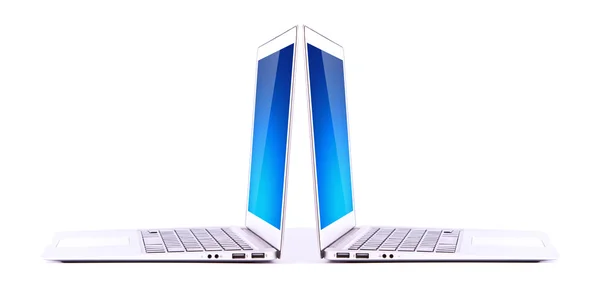 Weißer Laptop isoliert auf weißem Hintergrund — Stockfoto
