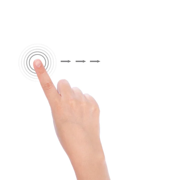 Ženy ruku používá multi-touch gesta pro tablet či chytrý telefon — Stock fotografie
