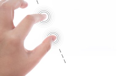 Women hand use multi-touch gestures for tablets or touch screen clipart