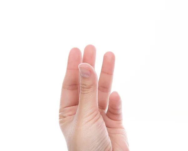 Women hand holding something isolated on white background — Stock Photo, Image