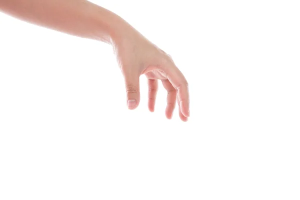 Vrouwen hand reiken geïsoleerd op witte achtergrond — Stockfoto
