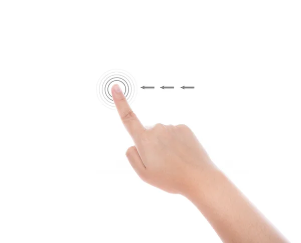 Γυναίκες χέρι Χρησιμοποιήστε το multi-touch χειρονομίες για δισκία ή οθόνη αφής — Φωτογραφία Αρχείου