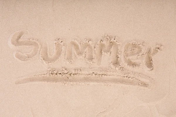 Islak kum yaz üzerinde yazıt — Stok fotoğraf