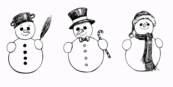 3 bonecos de neve — Vetor de Stock