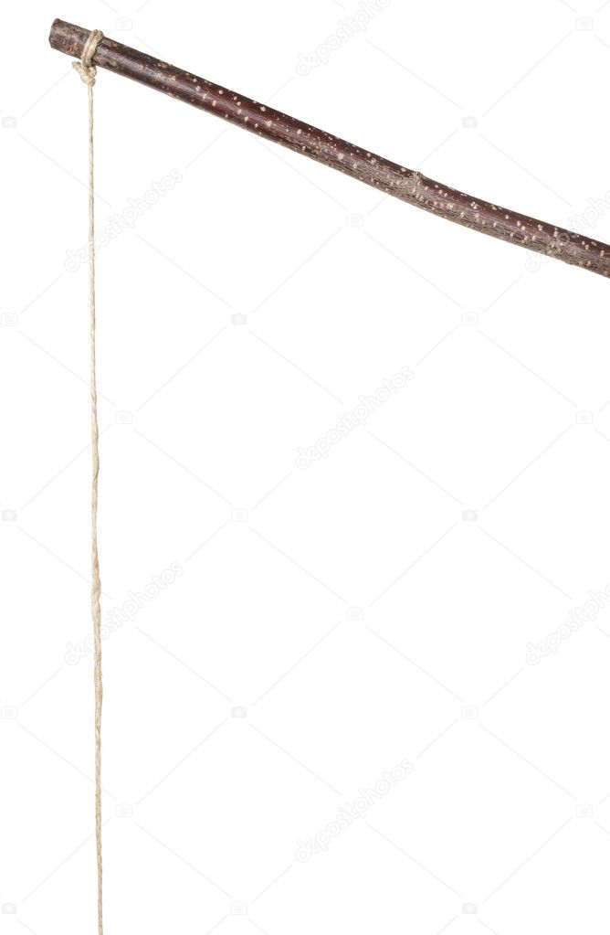 Stick and string on white