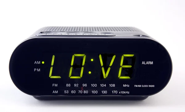 Radiowecker mit dem Wort Liebe — Stockfoto