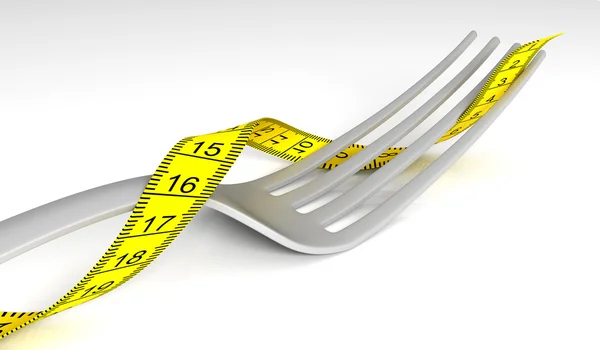 Fork with measuring tape — Stock Photo, Image