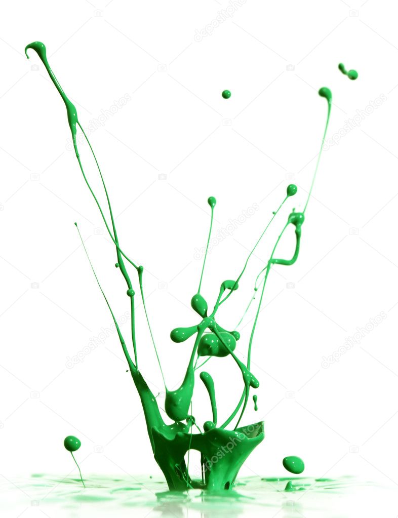 Green paint splashing