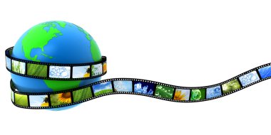 Earth wrapped in film with images clipart