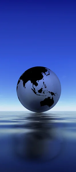 水の上の地球の反射 — ストック写真