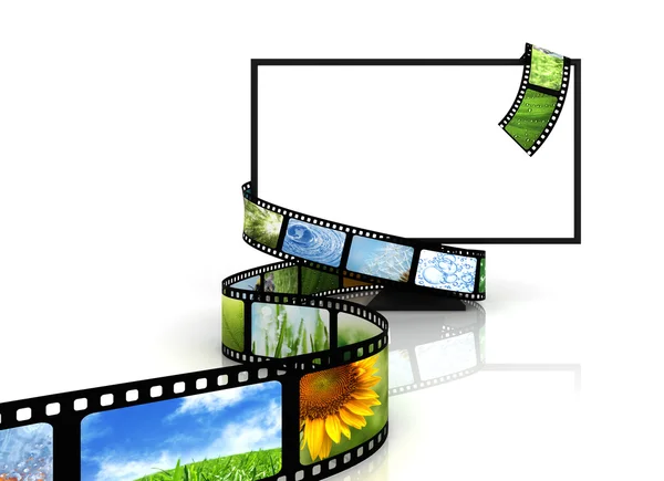 Filme em torno de TV em branco — Fotografia de Stock