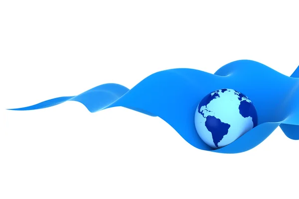 Earth on a blue wave — Stock Photo, Image