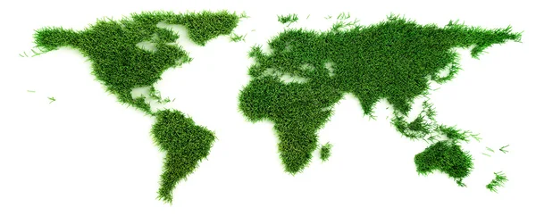 Gräs i form av världskartan — Stockfoto