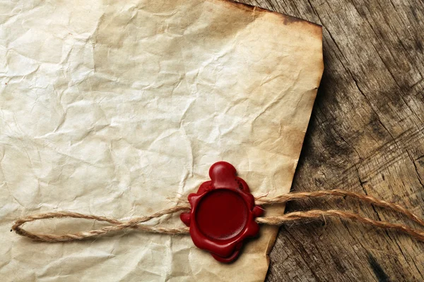 Blank paper with wax seal — Stock Photo, Image