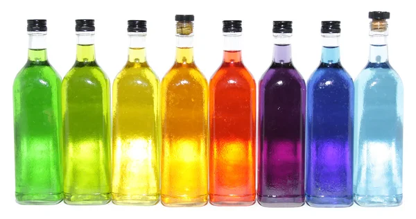 Heldere kleurrijke flessen — Stockfoto