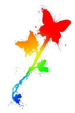 Butterfiles in paint splatter clipart