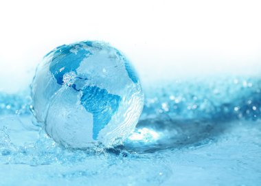 Glass globe in water clipart
