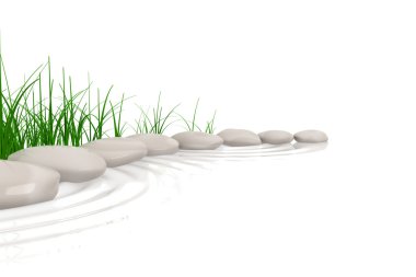 Stones & grass at waters edge clipart