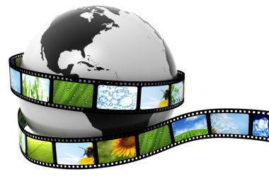 Earth wrapped in film with images clipart