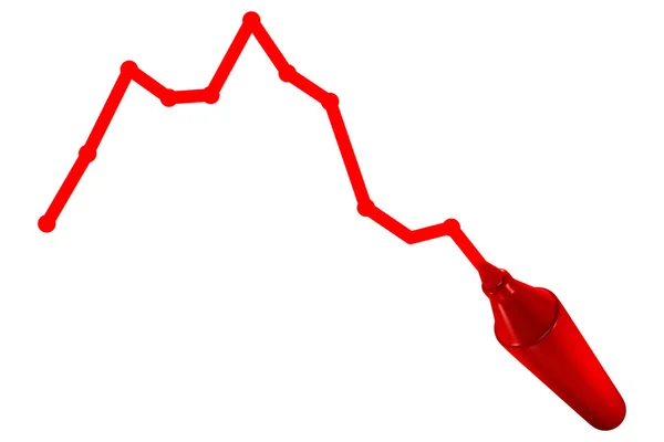 Röd markör ritade diagram — Stockfoto