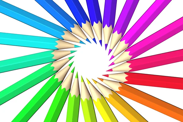 Arco-íris lápis coloridos — Fotografia de Stock