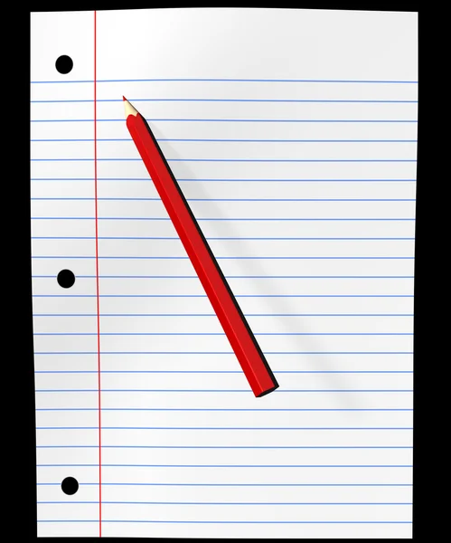 Красный карандаш на чистой бумаге — стоковое фото