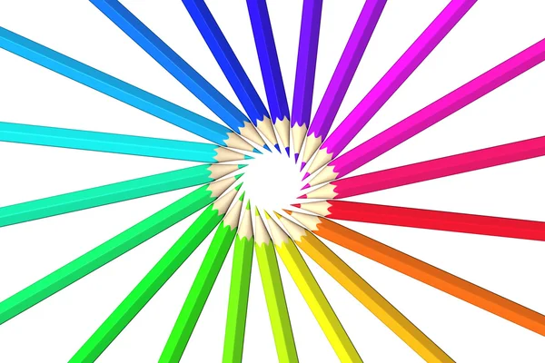 Regnbåge av färgpennor — Stockfoto
