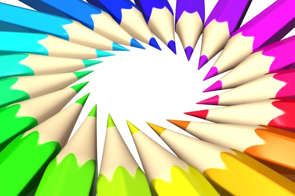 Regnbåge av färgpennor — Stockfoto