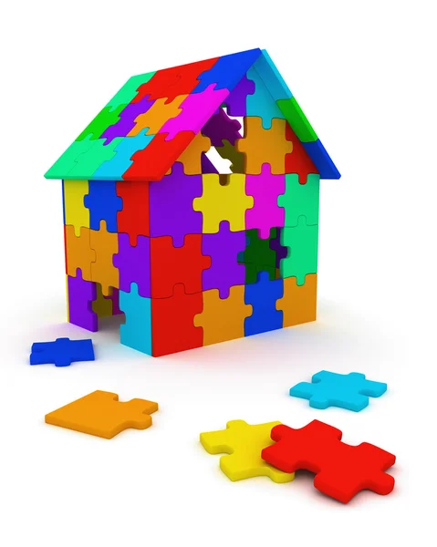 House of puzzle pieces — Stockfoto