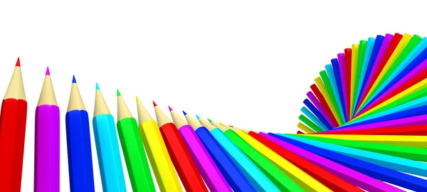 Веселка з кольорових олівців — стокове фото