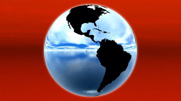 赤い地平線に青い地球 — ストック写真