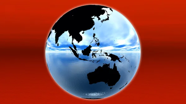 빨간 수평선에 푸른 지구 — 스톡 사진