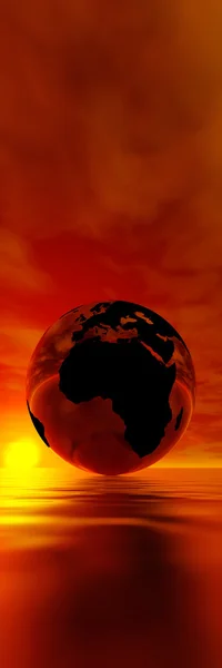 Earth against red sunet — Stock Photo, Image