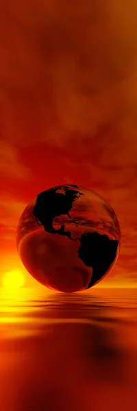 Země proti červené sunet — Stock fotografie