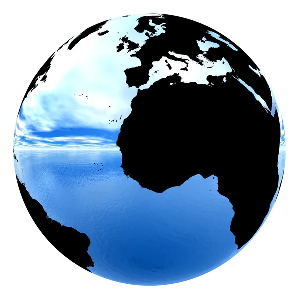 空 & 水の反射クロム地球 — ストック写真