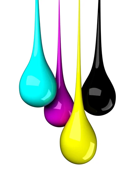 Druppels in CMYK-kleuren — Stockfoto