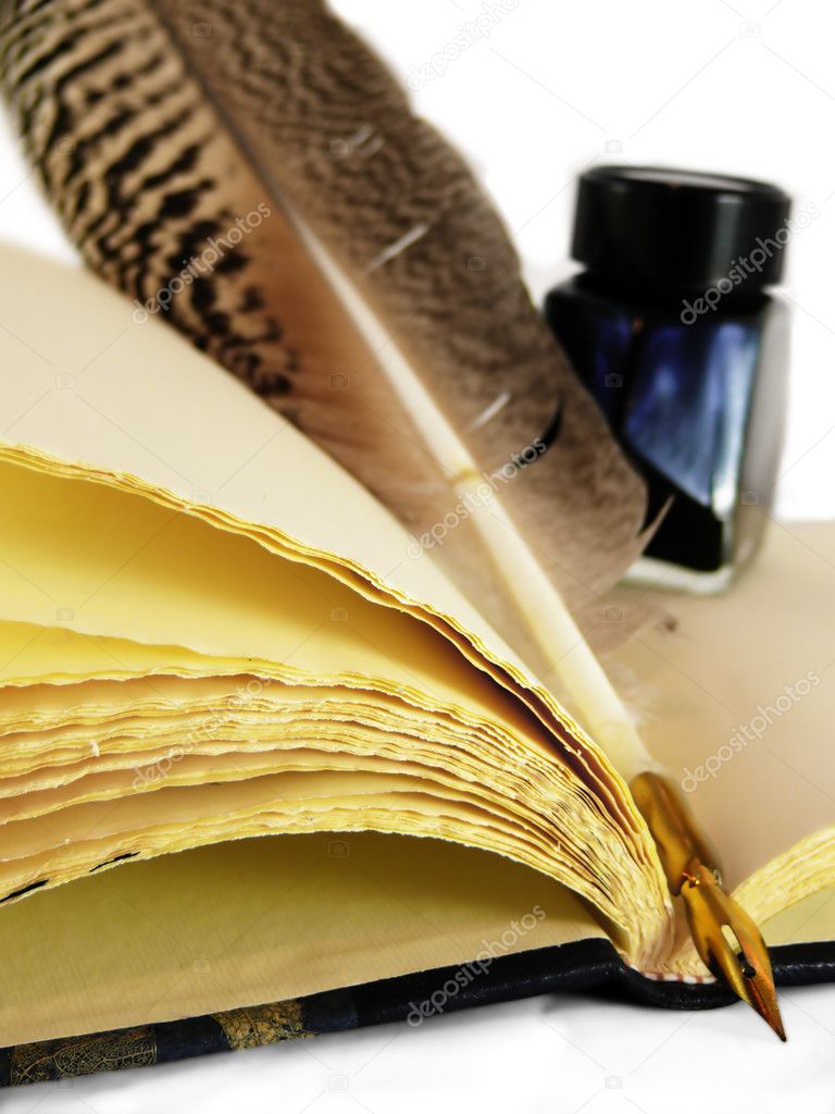 Quill & Inkwell on an book