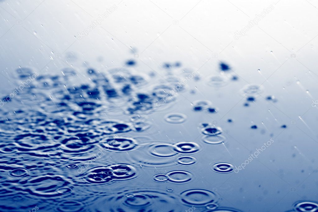 Raindrops splashing