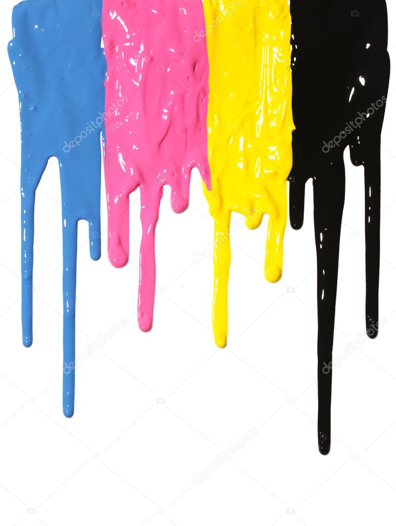 CMYK paint dripping