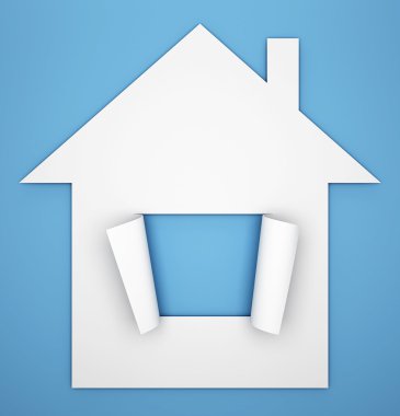House with open window clipart