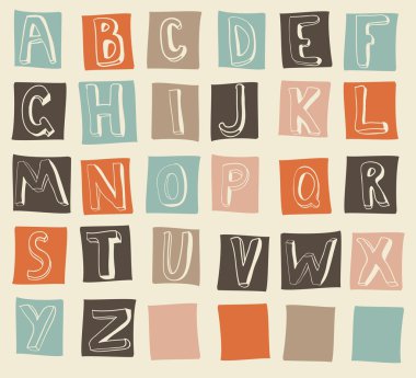 Funky latin alphabets clipart