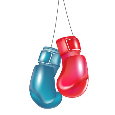 Two boxing gloves hanging clipart