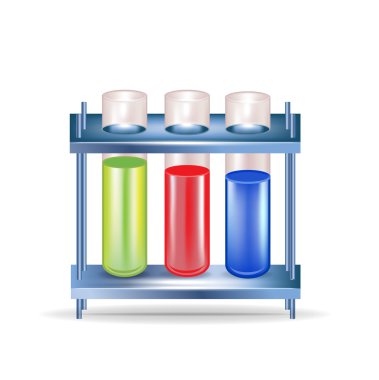 Three chemical substances in glass containers clipart